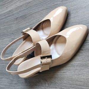 BeautiFeel Maisy champagne patent leather slingback pumps, size 37